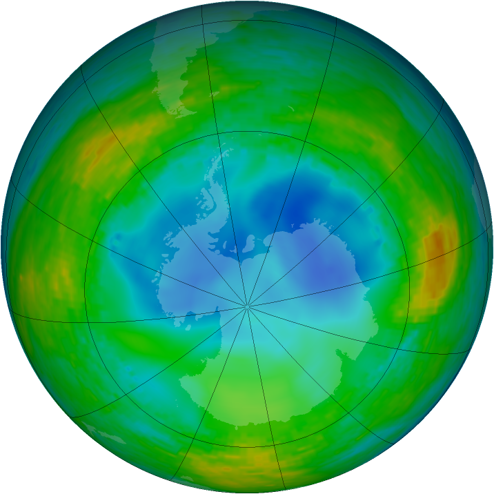 Antarctic ozone map for 24 July 1990